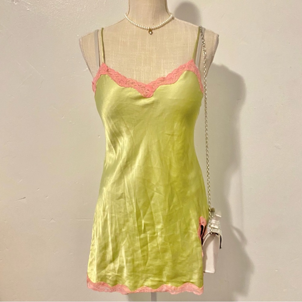 Victoria Secret Green Satin Slip